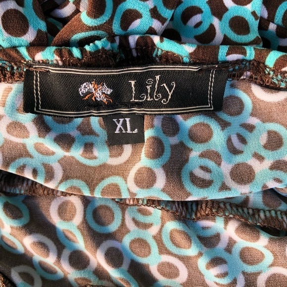 Lily large  12-14 Brown & Aqua geometric print Halter dress Marilyn Monroe - Picture 7 of 9